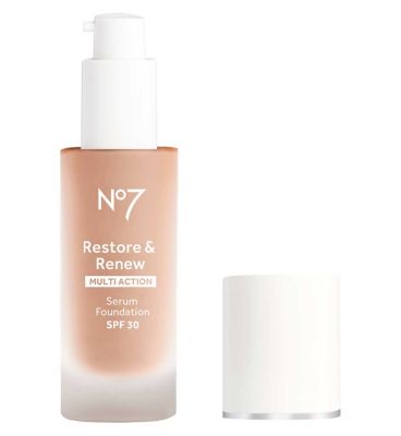 No7 Restore & Renew Serum Foundation 30ml SPF 30 GOODS Boots porcelain  