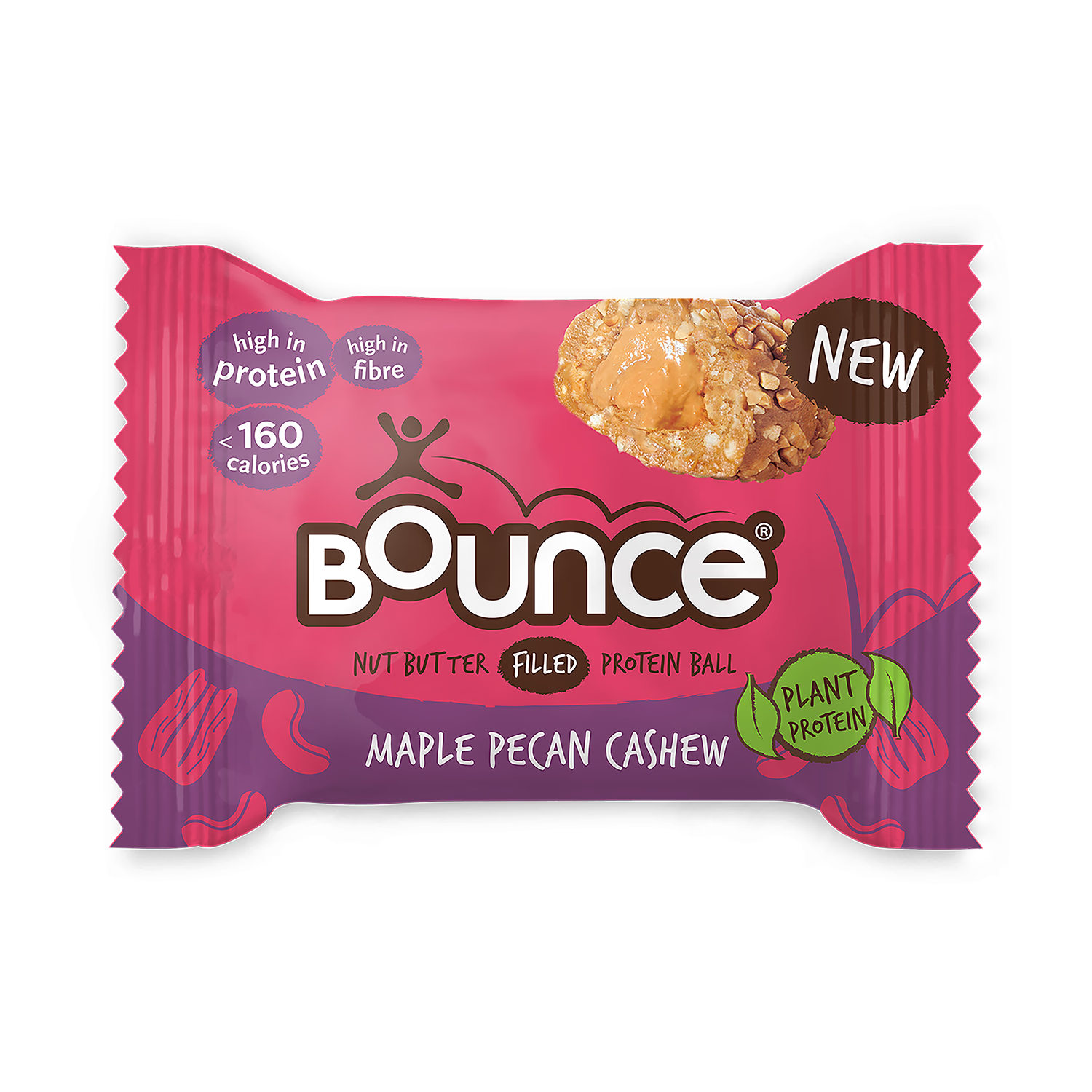 Bounce Cashew Butter Filled Maple & Pecan Plant Protein Ball 12x 35g