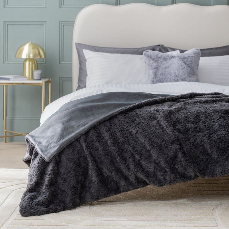 Habitat Faux Fur Textured Throw - Charcoal - 150x200cm