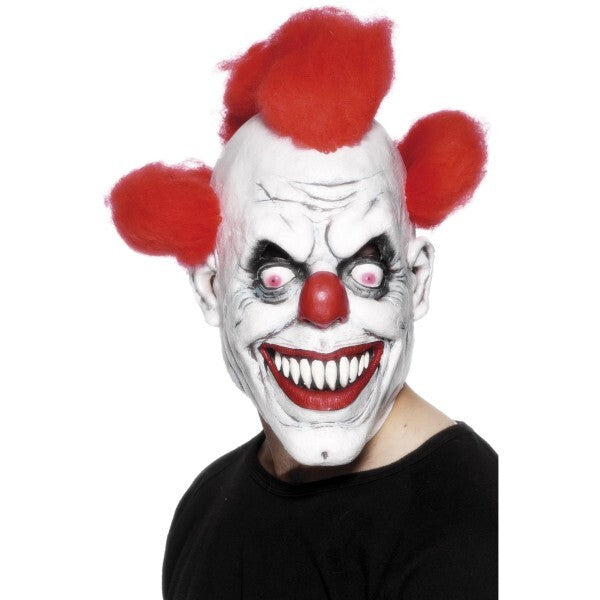 Smiffys Clown Mask 3/4 Latex Red and White with Hair (British brand)