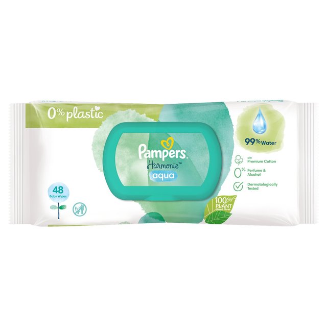 Pampers Harmonie Aqua Plastic Wipes Free   48 per pack GOODS M&S   