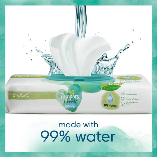 Pampers Harmonie Aqua Plastic Wipes Free   48 per pack