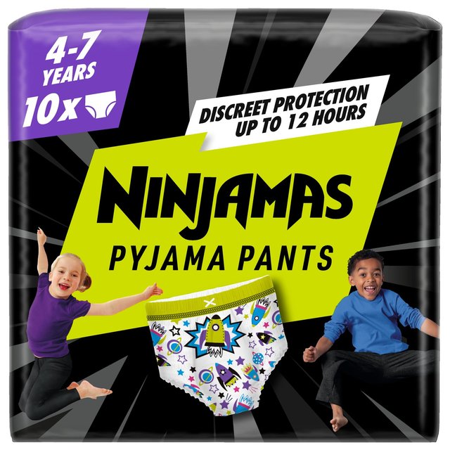 Pampers Ninjamas Pyjama Pants Boys 10 Pyjama Pants 4-7 Years 17-30kg    10 per pack GOODS M&S   