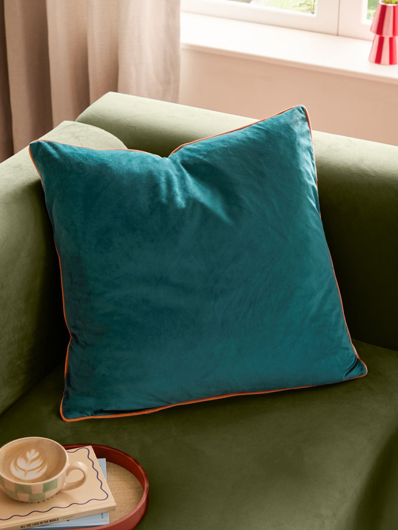 Furn Teal/Tiger Meridian Velvet 55 x 55cm Cushion Cover