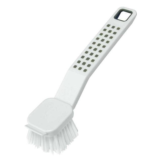 Addis Premium Soft Grip Washing Up Dish Brush with Scraper White Grey