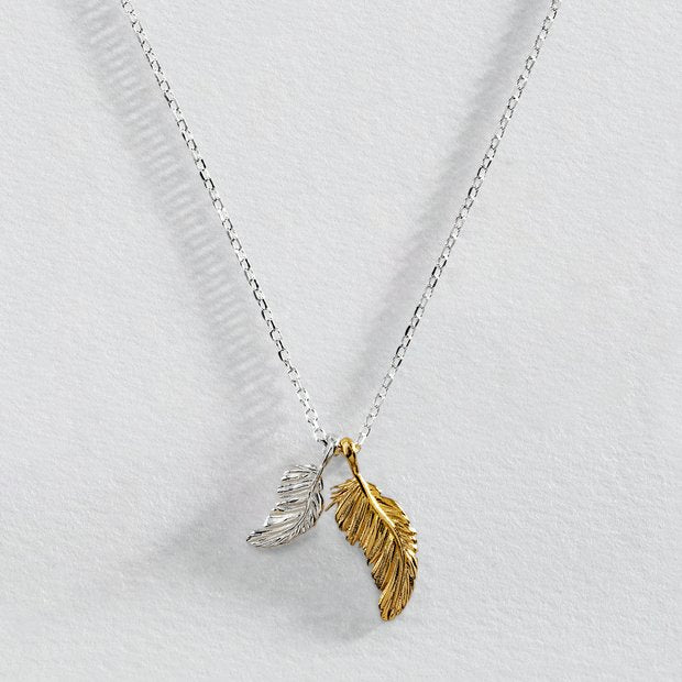 Revere sterling silver two tone feather necklace - British product