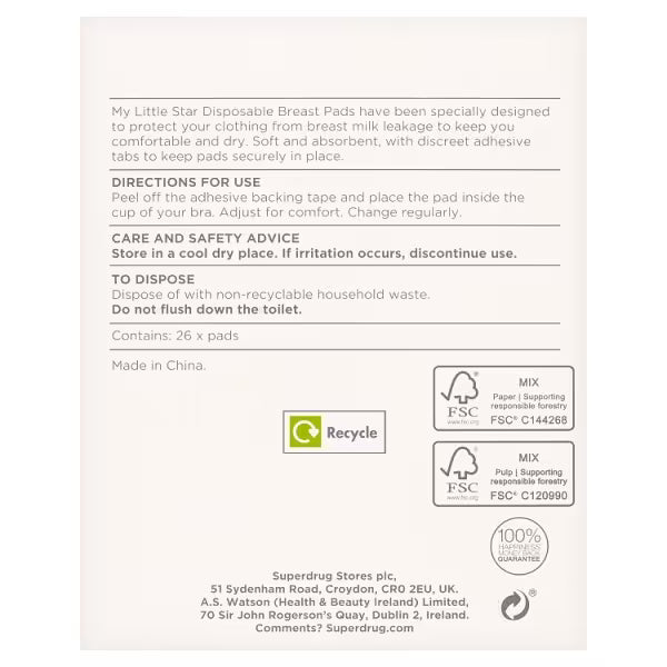 Superdrug My Little Star Disposable Breast Pads (British brand)