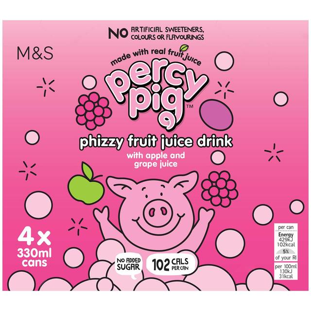 M&S Percy Pig Phizzy Fruit Juice Drink   4 x 330ml GOODS M&S   