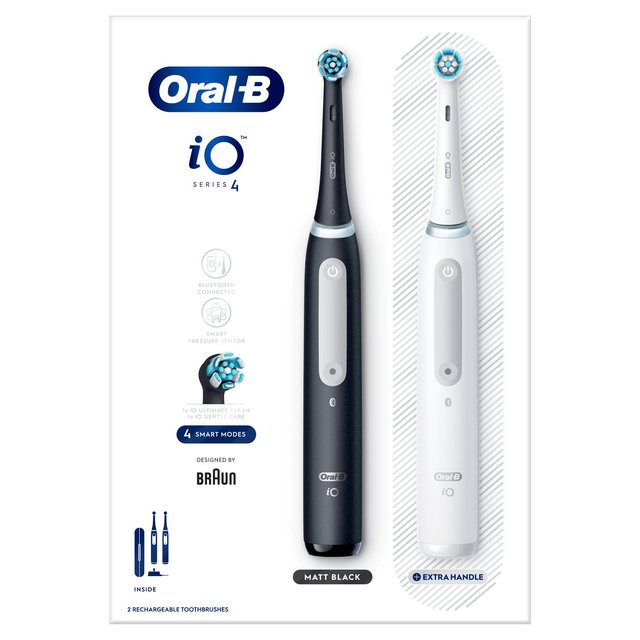 Oral-B iO 4 Black & White Electric Toothbrush Duo Pack + Travel Case   2 per pack GOODS M&S   