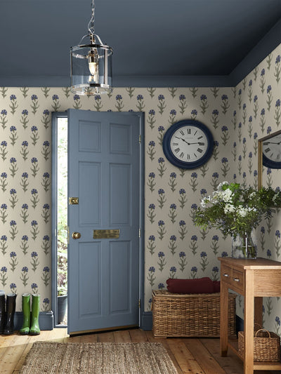 Next Laura Ashley Dusky Seaspray Blue Dandelion A4 Wallpaper Sample- Buy online at McGrocer