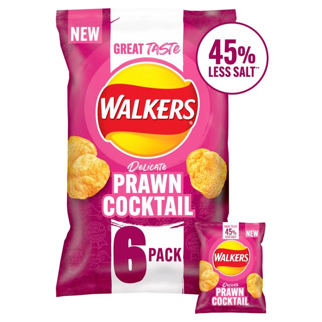 Walkers Less Salt Prawn Cocktail Multipack Crisps   6 per pack GOODS M&S   