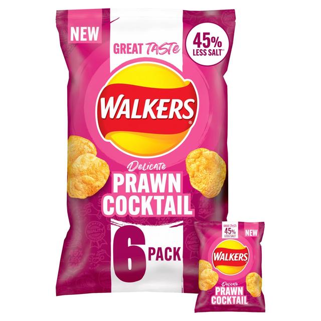 Walkers Less Salt Prawn Cocktail Multipack Crisps   6 per pack