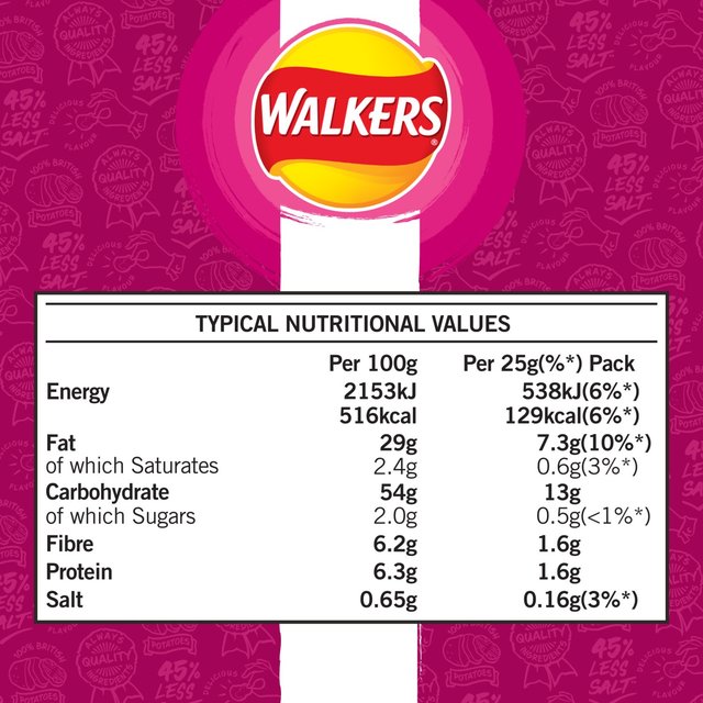 Walkers Less Salt Prawn Cocktail Multipack Crisps   6 per pack GOODS M&S   