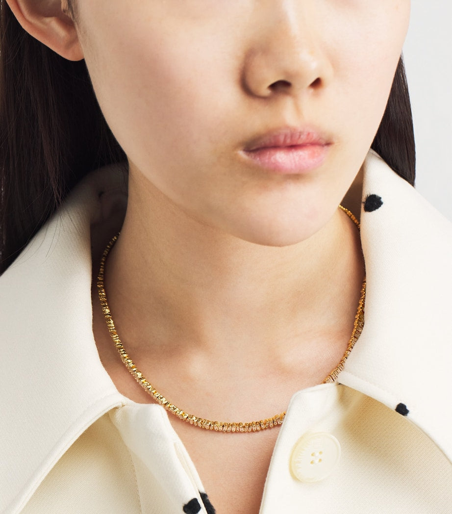 Suzanne Kalan yellow gold diamond tennis necklace 43cm, UK version