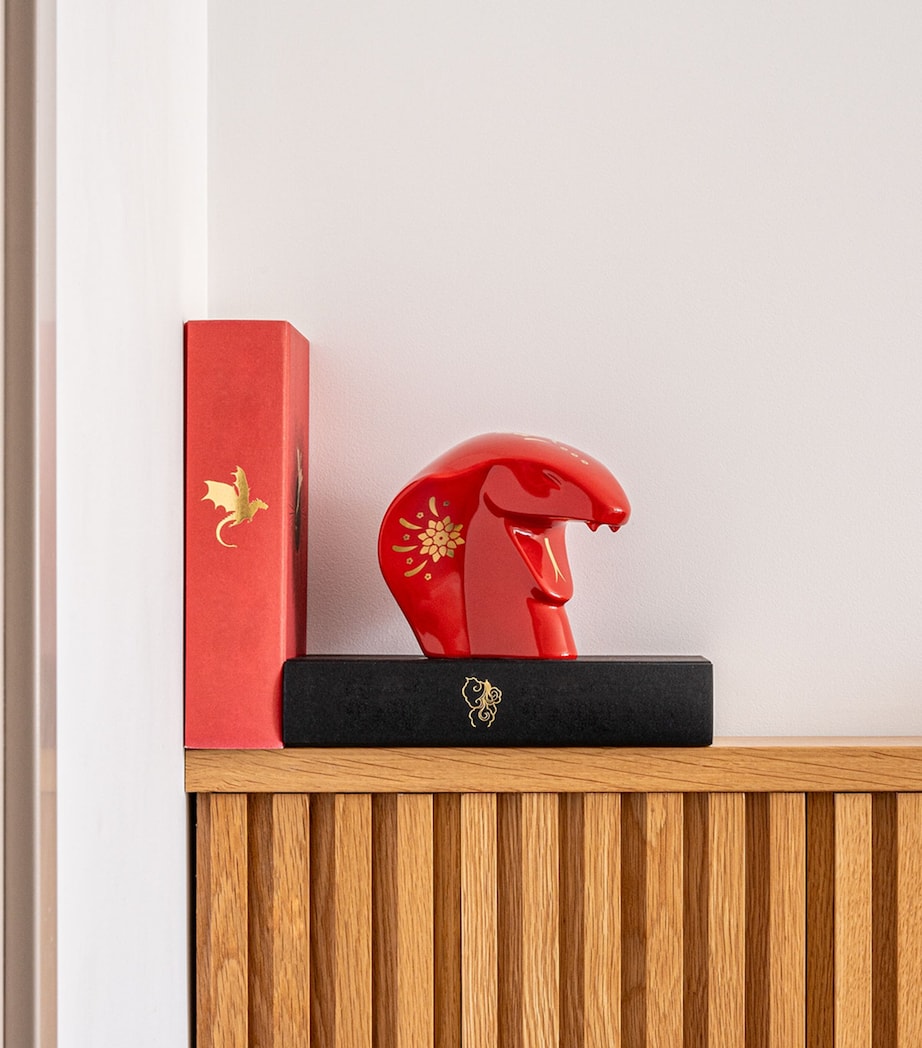Lladró porcelain snake sculpture red gold 13cm, UK version