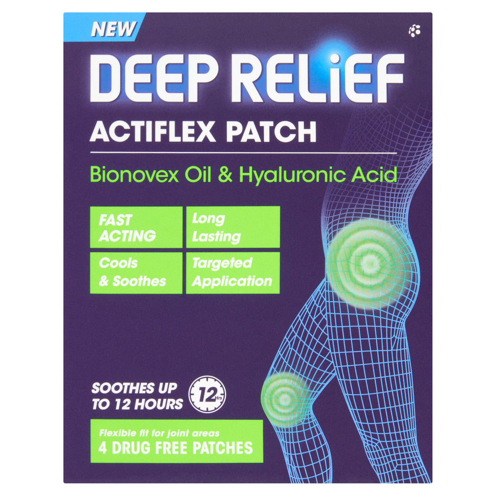 Deep Relief Actiflex Bionovex Oil & Hyaluronic Acid Drug Free Patches x4