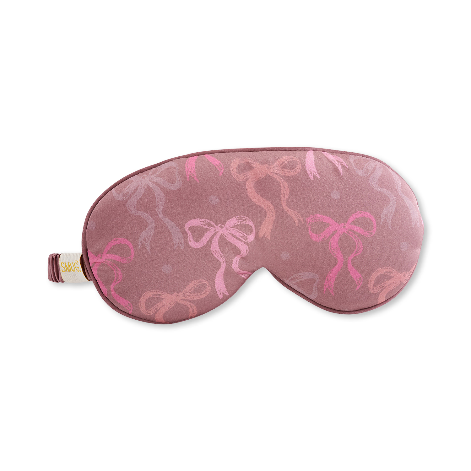 Smug Cloud padded satin sleep mask Mocha Bows (British brand)
