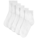 M&S Girls 5 pack of Short Picot Socks 4-3 White GOODS M&S   