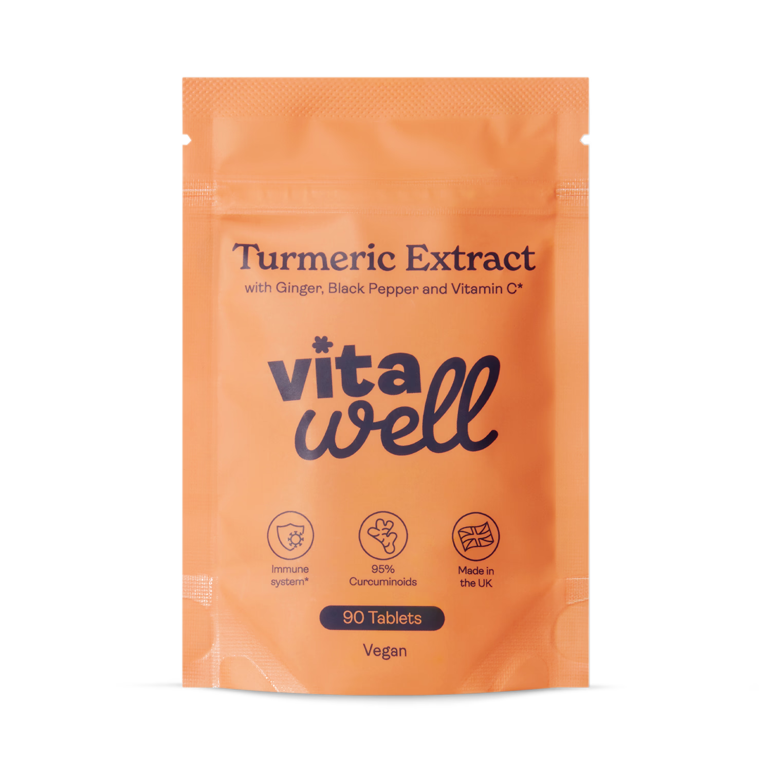Vitawell turmeric and black pepper 2000mg 90 tablets, imported from the UK