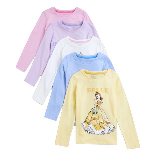 M&S 5pk Pure Cotton Disney Princess Tops 2-3 Years Multi GOODS M&S   