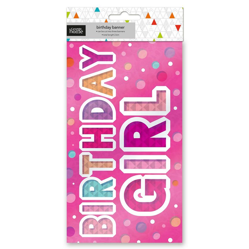 George Home Happy Birthday Pink Banner General Household ASDA   