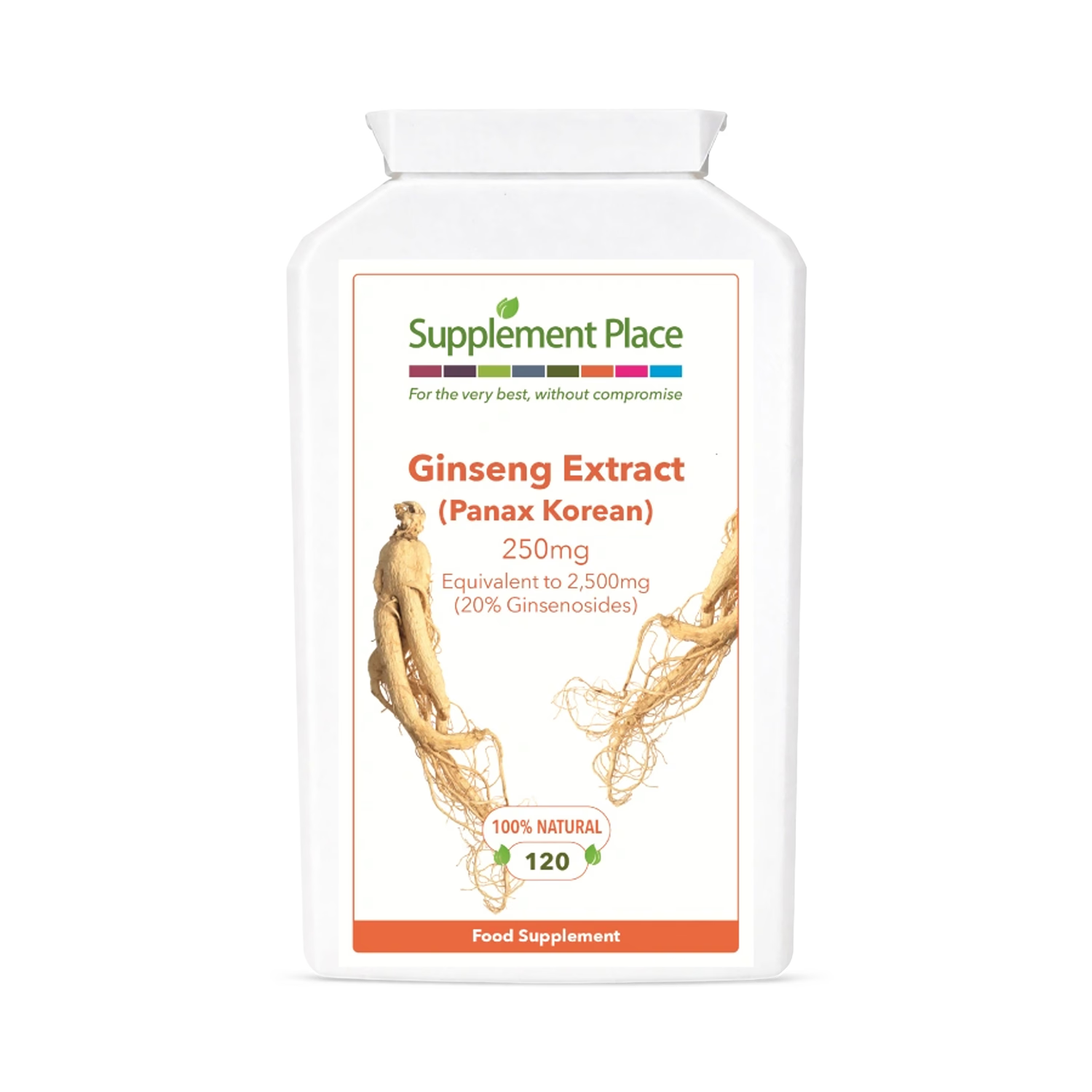 Supplement Place Panax Korean Ginseng 20% ginsenosides 120 capsules, imported from the UK