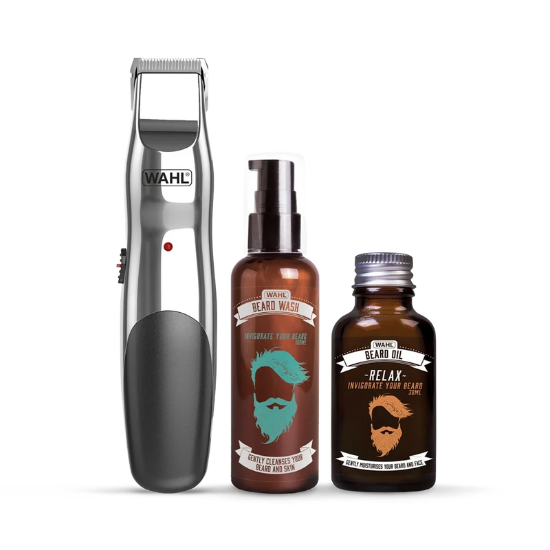 Wahl beard trimmer gift set with oil and wash, UK version