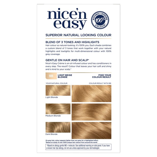 Clairol Nice'n Easy Hair Dye 9B Light Beige Blonde GOODS M&S   