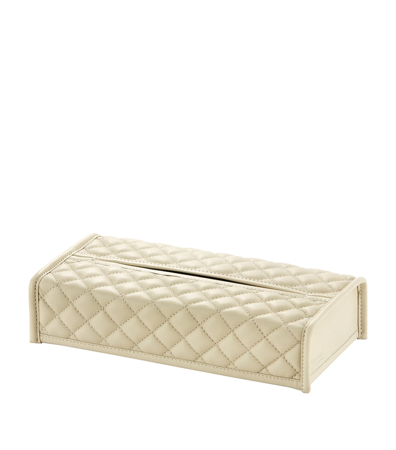 Riviere quilted leather rectangle tissue box, imported from the UK