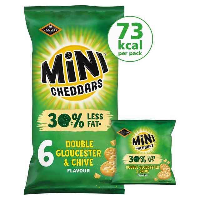 Mini Cheddars 30% Less fat Gloucester & Chive Multipack   6 per pack GOODS M&S   