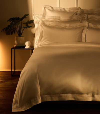 Harrods Super King Duvet Cover in Egyptian Cotton with Embroidered Borders, 220cm x 260cm- Buy online at McGrocer