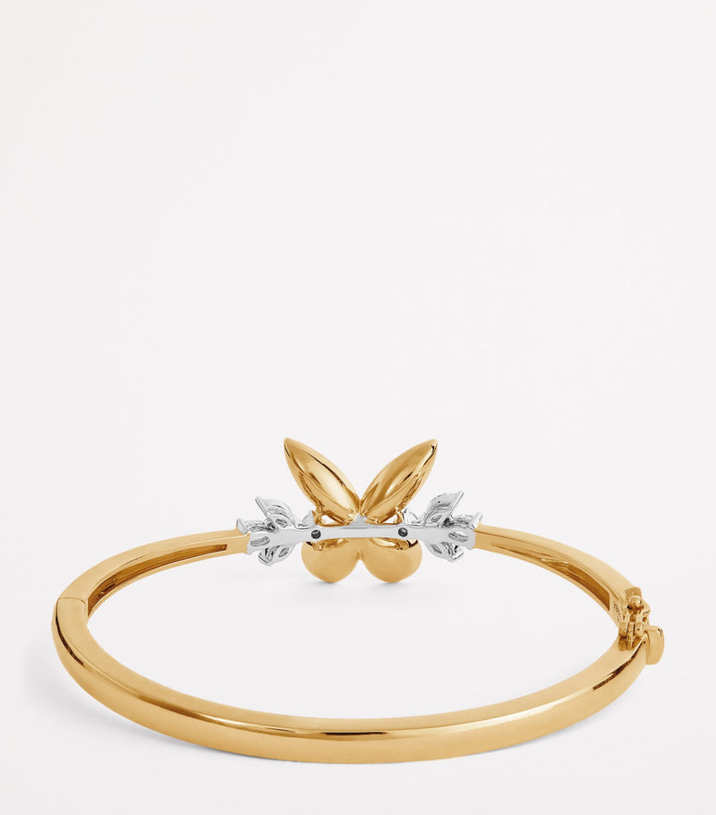 Yeprem yellow gold and diamond butterfly bangle (British brand)