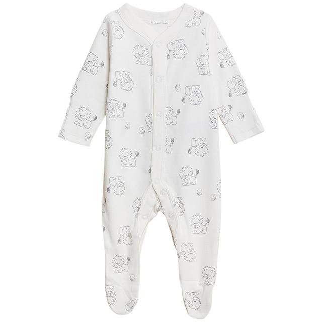 M&S 3 Pack Lion Sleepsuits Silver Grey 0-3 Years GOODS M&S   