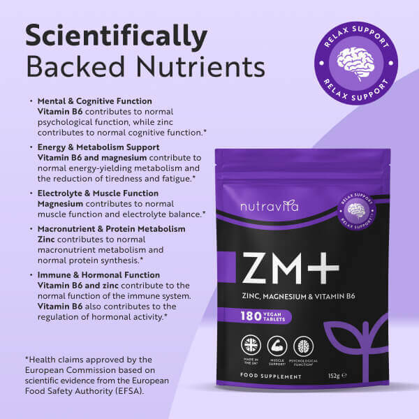 Nutravita ZM+ supplement 180 tablets (British brand)