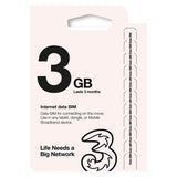 Three data SIM card 3GB - British product