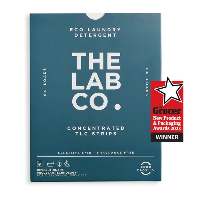 The Lab Co. Laundry Detergent Sheets Non Bio Fragrance Free 64 Loads   64 per pack