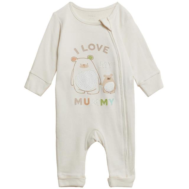 M&S Pure Cotton I Love Mummy Sleepsuit 9-12 Months Marmalade GOODS M&S   