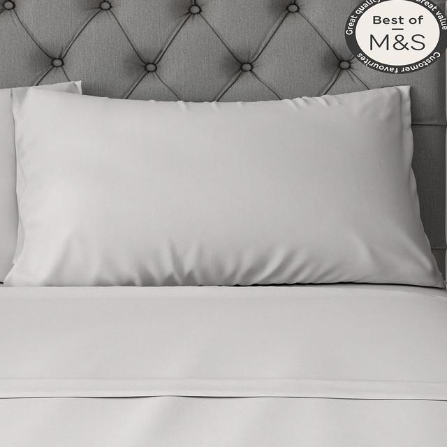 M&S 2 Pack Comfortably Cool Tencel Rich Pillowcases One Size Light Grey   2 per pack GOODS M&S   