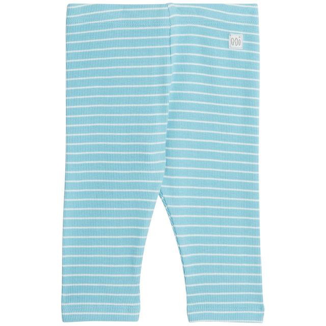 M&S Cotton Rich Blue Stripe Leggings 3-6 Months Turquoise