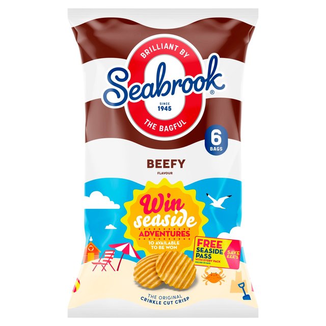 Seabrook Crinkle Cut Beefy Crisps   6 per pack