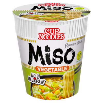 Nissin Cup Noodles Miso Vegetable 67g, imported from the UK