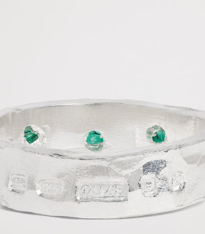 DIE OUZE Sterlingsilber- und Smaragd-Streu-Ring handgefertigter Schmuck