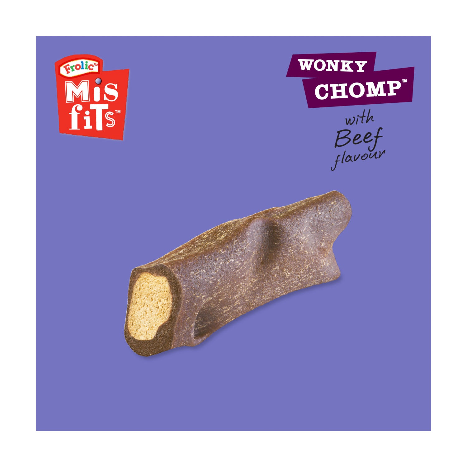 Misfits Wonky Chomp beef dog chews 170g, imported from the UK