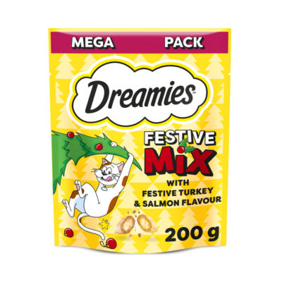 Dreamies cat treats Christmas biscuit mix with turkey and salmon 200g, UK version