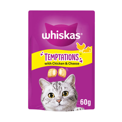 ASDA Whiskas Temptations Adult Cat Treats with Chicken & Cheese 60g- Buy online at McGrocer