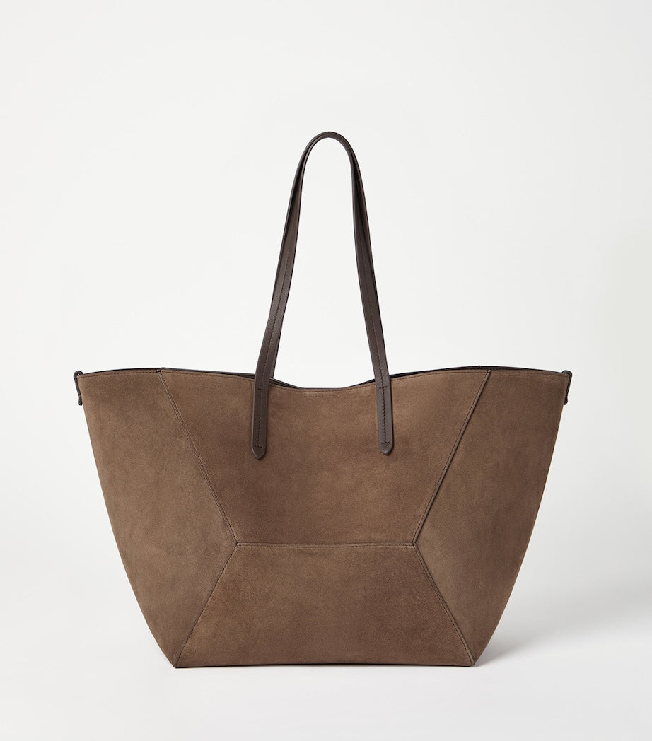 Brunello Cucinelli medium suede BC duo tote bag, imported from the UK