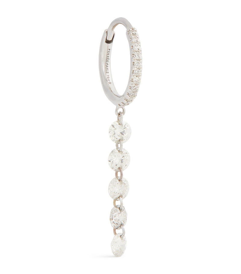 White Gold and Diamond Circle Single Hoop Earring