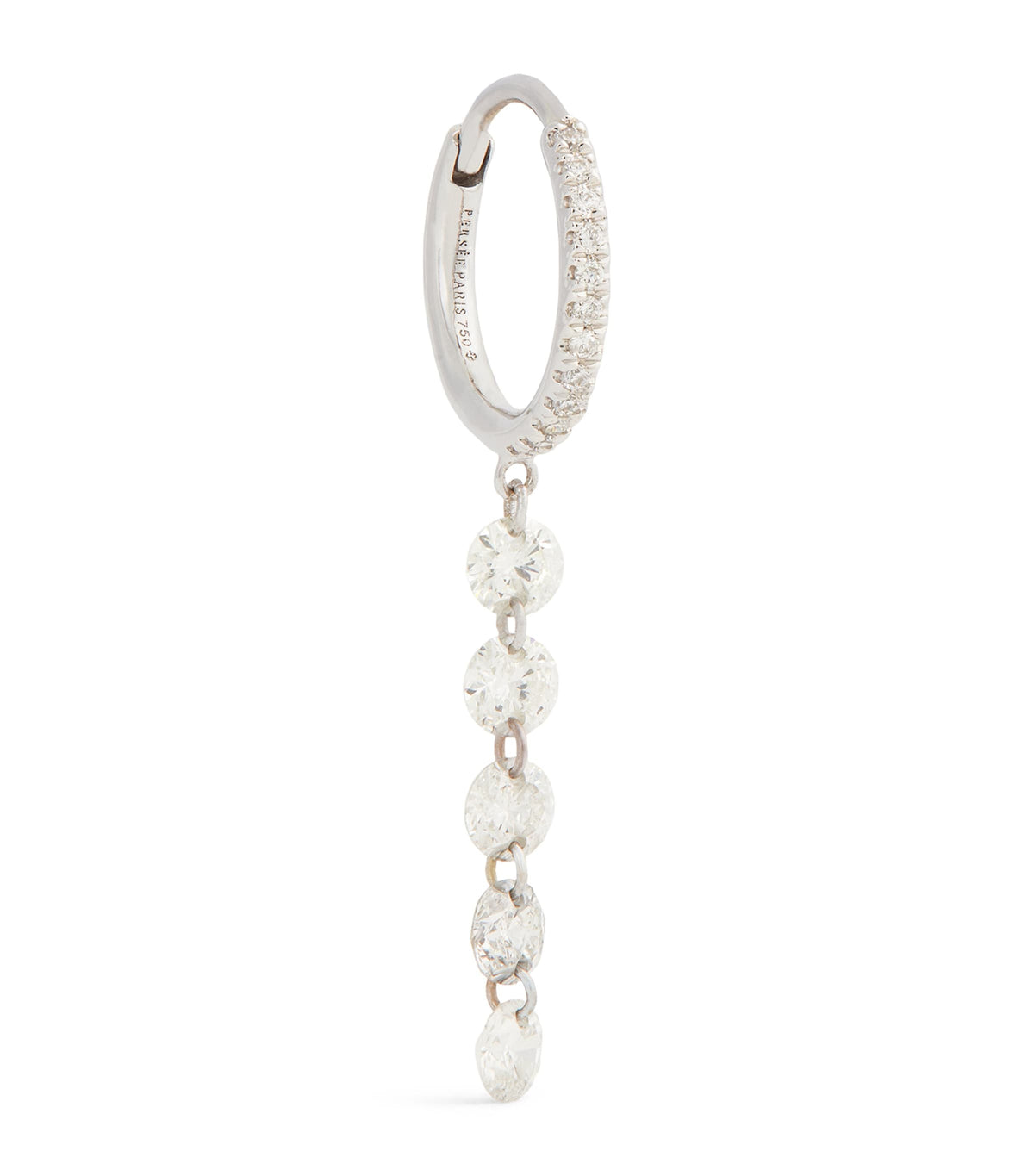White Gold and Diamond Circle Single Hoop Earring