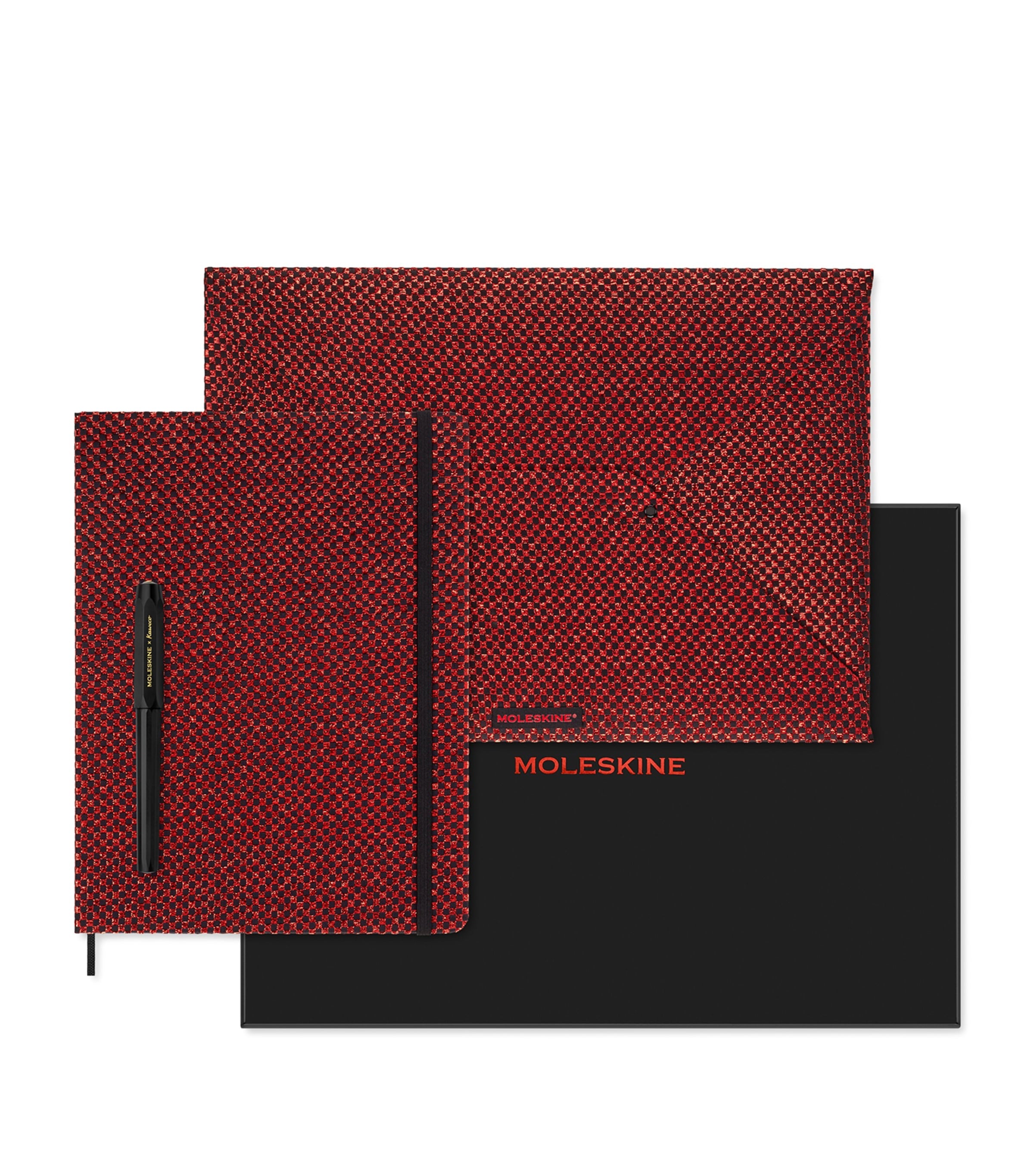Moleskine undated notebook and fountain pen set with document envelope, imported from the UK