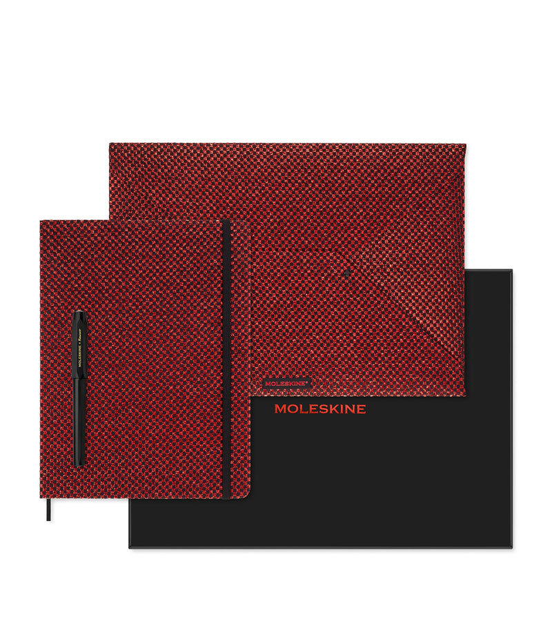 Moleskine undated notebook and fountain pen set with document envelope, imported from the UK